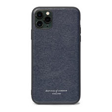 iPhone 11 Pro Max Case with Black Edge in Navy Saffiano
