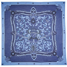 Signature Shield Cashmere Blend Scarf in Blue