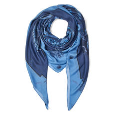 Signature Shield Cashmere Blend Scarf in Blue