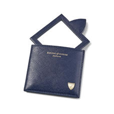 Compact Mirror in Navy Saffiano