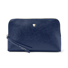 Large Essential Cosmetic Case in Navy Saffiano