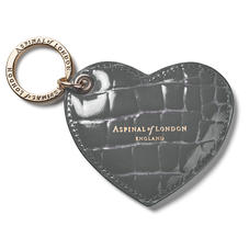 Heart Key Ring in Storm Patent Croc