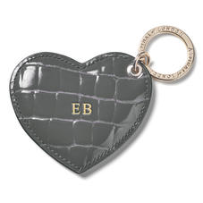 Heart Key Ring in Storm Patent Croc