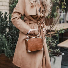 The Trunk in Deep Shine Tea Rose Small Croc