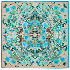 Botanical 'A' Silk Scarf in Storm Pure Silk