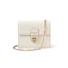 Small Mayfair Purse with Chain in Deep Shine Ivory Small Croc