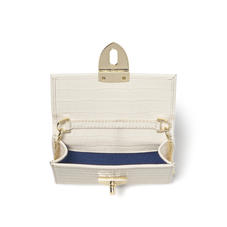 Small Mayfair Purse with Chain in Deep Shine Ivory Small Croc