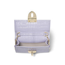 Small Mayfair Purse with Chain in Deep Shine English Lavender Small Croc