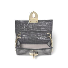 Small Mayfair Purse with Chain in Storm Patent Croc