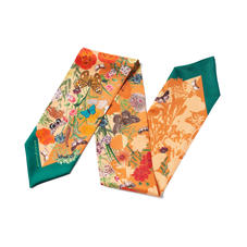 Botanical 'A' Silk Neck Bow Scarf in Meadow Pure Silk