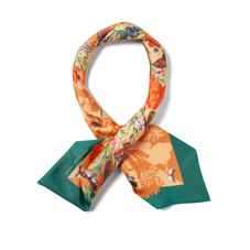 Botanical 'A' Silk Neck Bow Scarf in Meadow Pure Silk