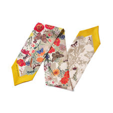 Botanical 'A' Silk Neck Bow Scarf in Poppy Pure Silk