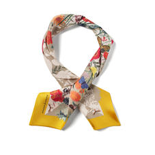Botanical 'A' Silk Neck Bow Scarf in Poppy Pure Silk