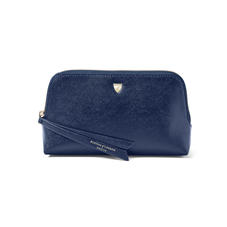 Small Essential Cosmetic Case in Navy Saffiano