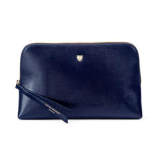 Large Essential Cosmetic Case in Midnight Blue Silk Lizard