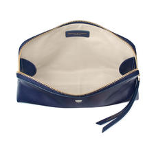 Large Essential Cosmetic Case in Midnight Blue Silk Lizard