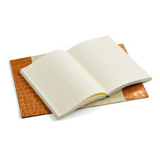 A5 Refillable Leather Journal in Deep Shine Vintage Tan Small Croc