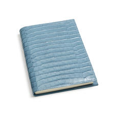 A5 Refillable Leather Journal in Deep Shine Cornflower Small Croc