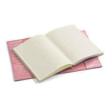 A5 Refillable Leather Journal in Deep Shine Tea Rose Small Croc