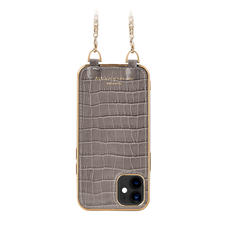 iPhone 12 Mini Chain Case in Deep Shine Warm Grey Small Croc