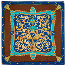Aspinal Signature Shield Silk Scarf in Teal