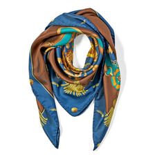 Aspinal Signature Shield Silk Scarf in Teal