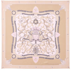 Aspinal Signature Shield Silk Scarf in Nude