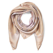 Aspinal Signature Shield Silk Scarf in Nude