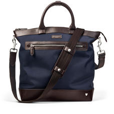 Anderson Tote in Navy Nylon & Smooth Chocolate Leather Trim
