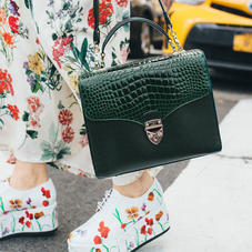 Mayfair Bag in Evergreen Patent Croc & Smooth Evergreen