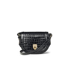 Small Stella Satchel in Deep Shine Black Small Croc