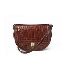 Stella Satchel in Deep Shine Chestnut Small Croc
