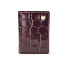 Double Fold Credit Card Holder in Deep Shine Amazon Brown Croc