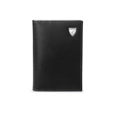 Double Fold Credit Card Holder in Smooth Black & Red Land Snake