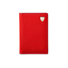 Double Fold Credit Card Case in Scarlet Saffiano