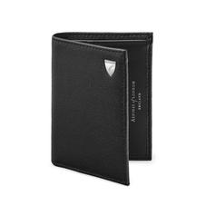 Credit Card Wallet with Notes Pocket in Black Saffiano & Black Suede