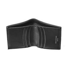 Credit Card Wallet with Notes Pocket in Black Saffiano & Black Suede