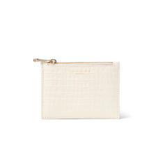 Small Essential Flat Pouch in Ivory Croc
