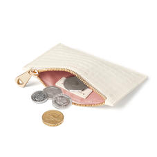 Small Essential Flat Pouch in Ivory Croc