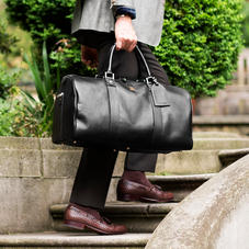 Boston Bag in Black Pebble with Silver Hardware