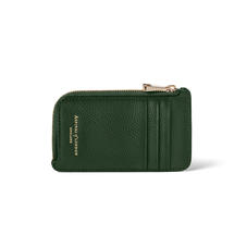 Zipped Coin & Card Holder in Evergreen Pebble