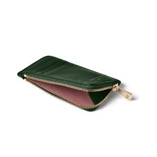 Zipped Coin & Card Holder in Evergreen Pebble