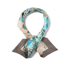 Botanical 'A' Silk Neck Bow Scarf in Storm Pure Silk