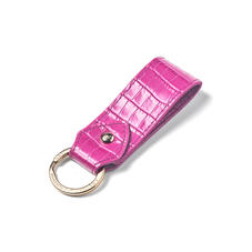 Leather Loop Keyring in Deep Shine Hibiscus Small Croc