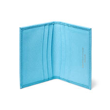 Double Fold Credit Card Case in Bright Blue Saffiano