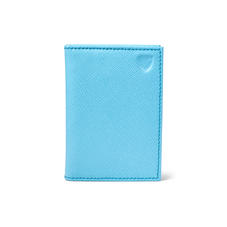 Double Fold Credit Card Case in Bright Blue Saffiano