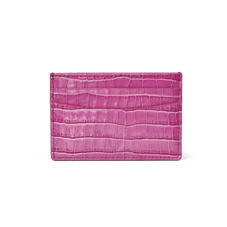 Slim Credit Card Case in Deep Shine Hibiscus Small Croc