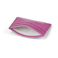 Slim Credit Card Case in Deep Shine Hibiscus Small Croc