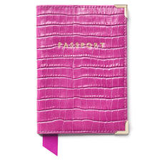 Passport Cover in Deep Shine Hibiscus Small Croc