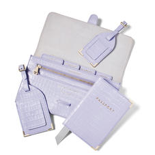 Travel Collection with Removable Inserts in Deep Shine English Lavender Croc